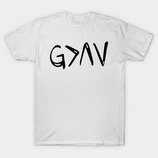 God is Greater T-Shirt by BubbleFluff Co